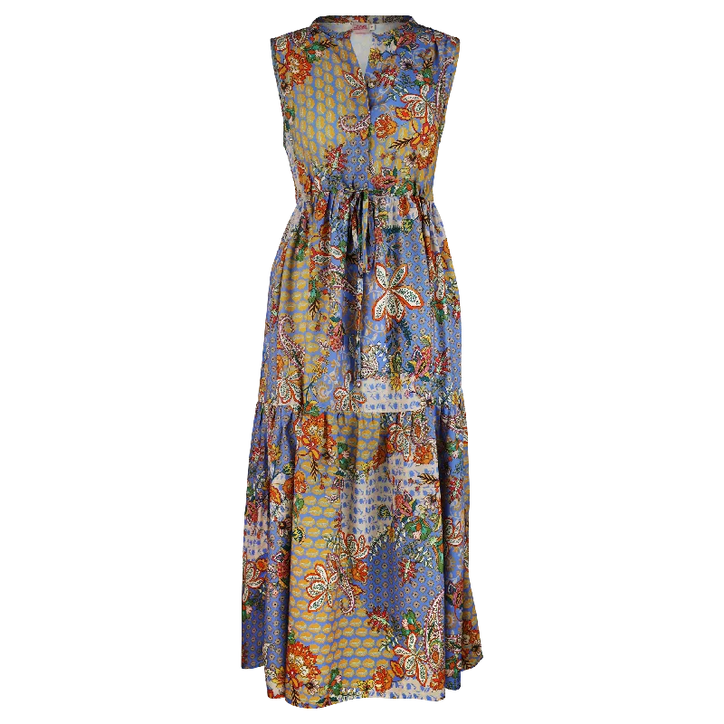 Charlotte Tiered Blu Multi Dress Women's Comfortable Apparel