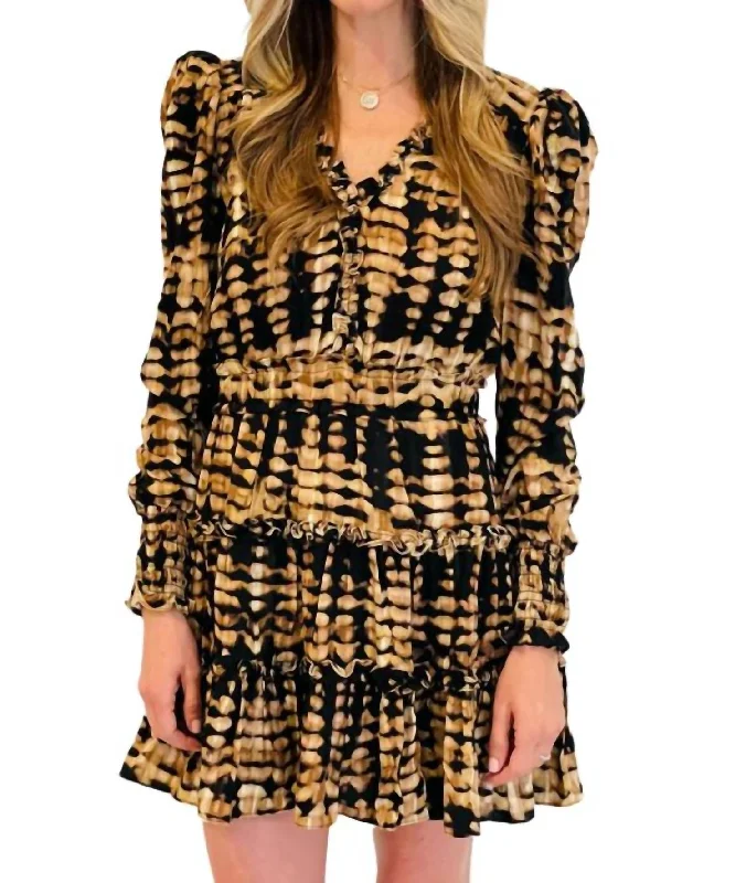 Makenna Dress In Brown Multi Best Online Women's Boutiques