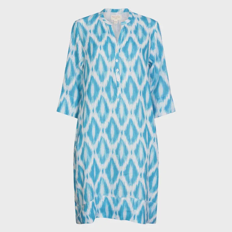 Ikat Blue Tunic Dress Women's Clothes