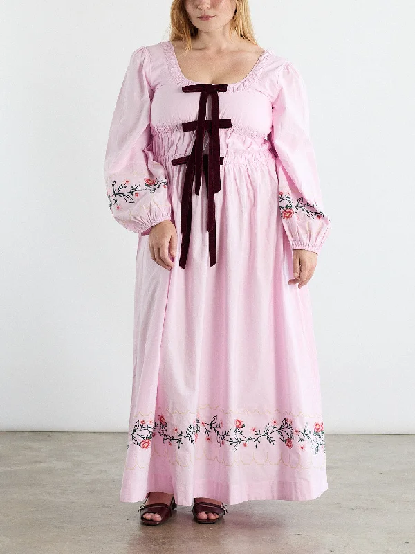 Dakota Dress - Pink Embroidery Women's Everyday Clothes