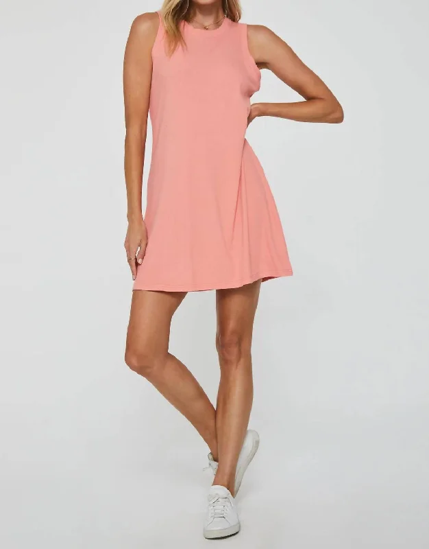 Justine Ribbed Dress In Burnt Coral Trendy Online Boutiques