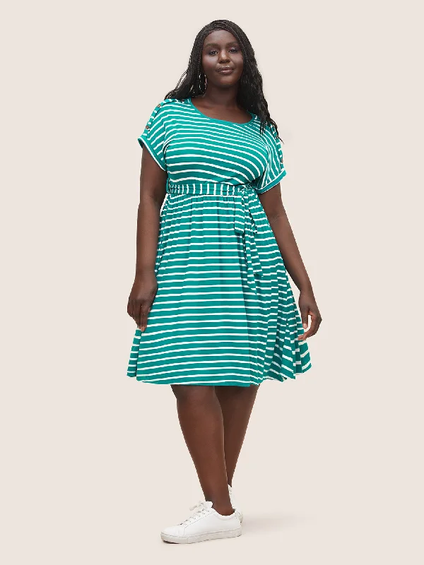 Supersoft Essentials Striped Dolman Sleeve Belted Dress Best Online Boutiques For Women