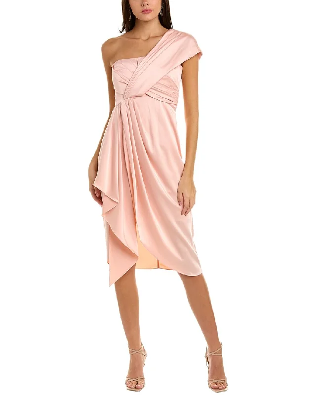 Theia One-Shoulder Cocktail Dress Preppy Style