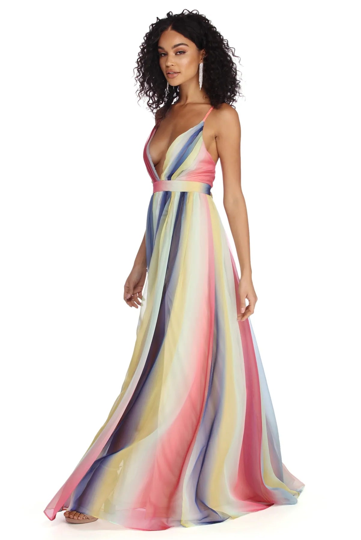 Rosemary Formal Chiffon Rainbow Dress Women's Clothing For Outdoor Activities