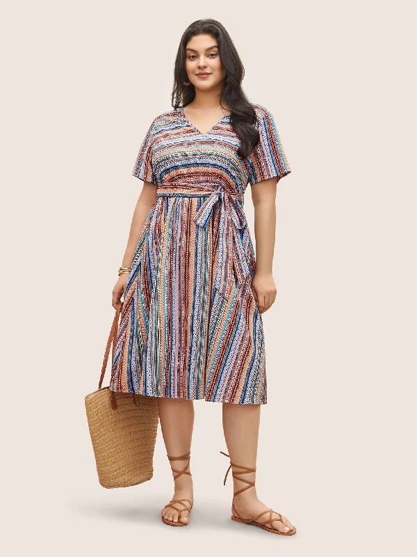 Bandana Striped Belted Pocket Dress Big Sale Event