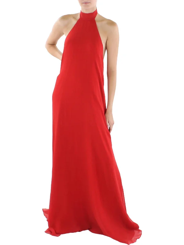 Lizza Womens Backless Maxi Halter Dress Women's Trendy Clothing