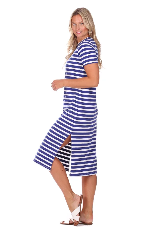 Kristen Dress in Bright Blue Stripe Comfortable Loungewear for Women