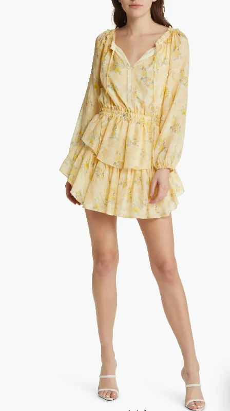 Popover Dress Ld256-1420 In Lemon Daydreamer Women's Vacation Garments