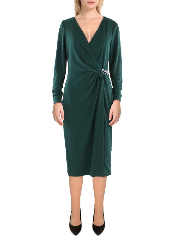 Womens Surplice Midi Cocktail and Party Dress Online Boutique Stores