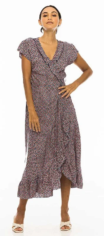 Amy Long Croisee Wrap Multi Fonce Dress Women's Attire