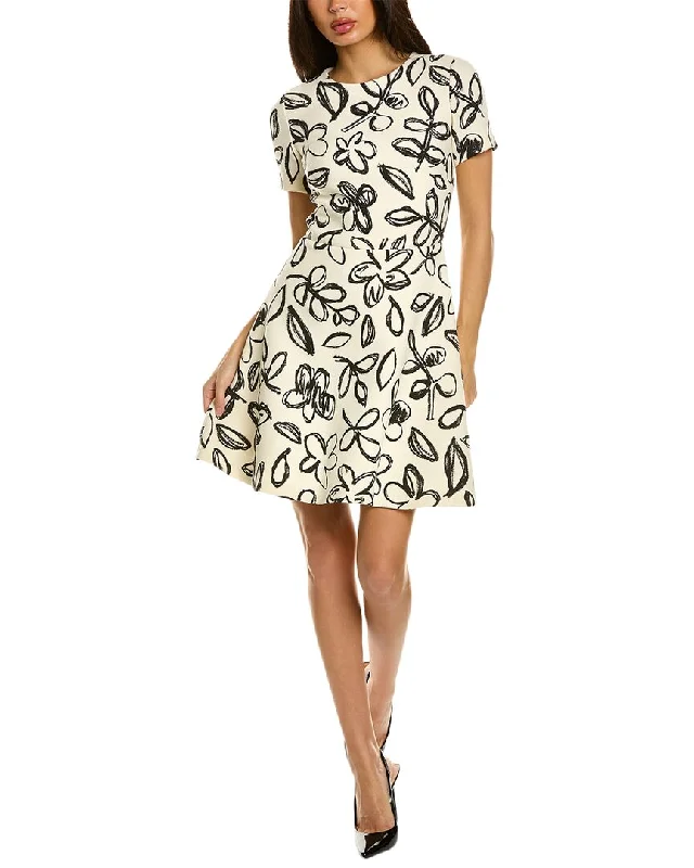 Oscar de la Renta Scribble Wool-Blend Dress Best Clearance Sales Right Now