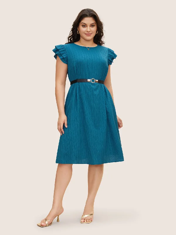 Textured Tiered Ruffle Cap Sleeve Dress Stylish Dresses for Women