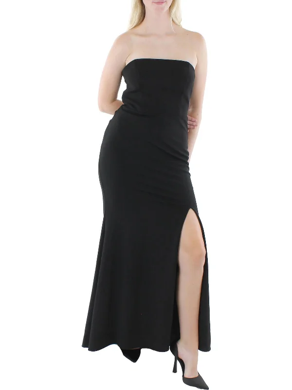 Womens Embellished Slit Evening Dress Women's Clothing