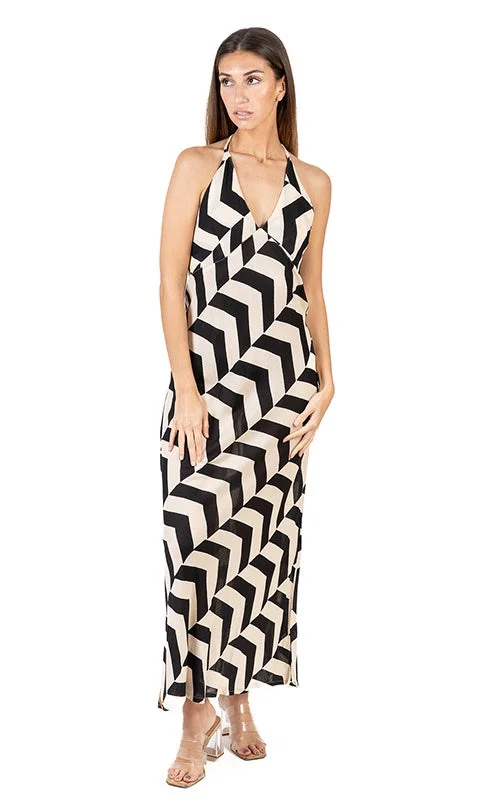 Selby Blk/White Long Dress Easygoing Women's Style