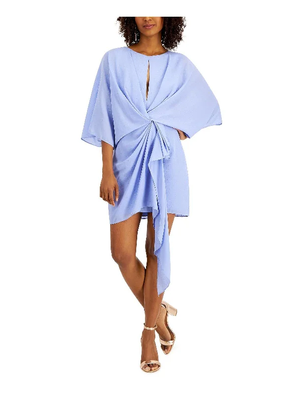 Womens Draped Mini Cocktail and Party Dress Plus-Size Women's Clothing