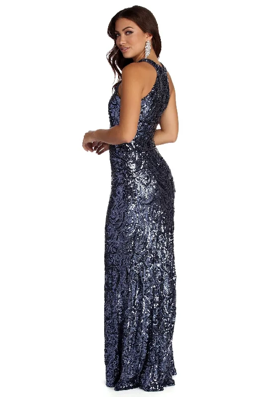 Kylie Formal Sparkling Sequin Dress Women's Relaxed Clothes