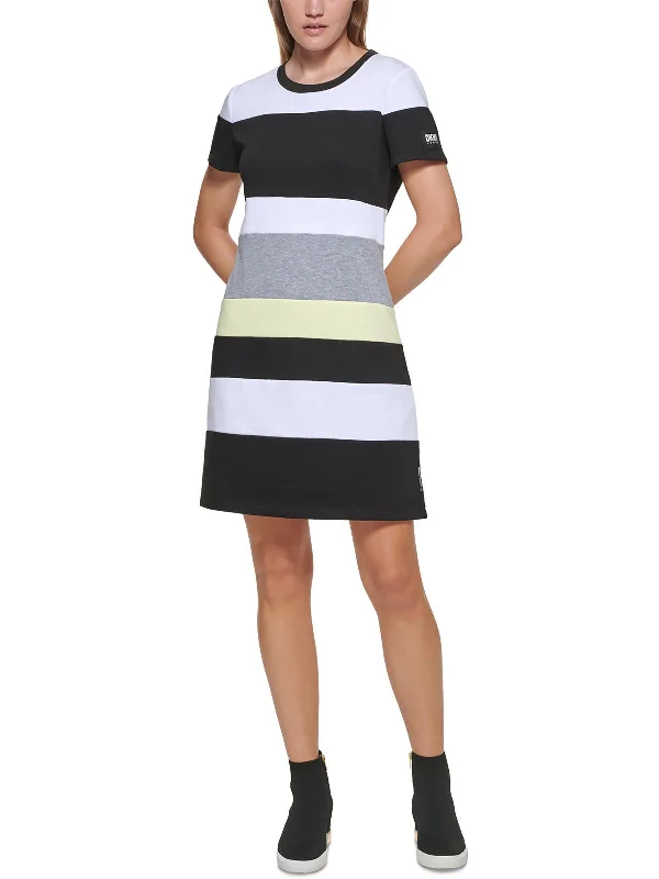 Womens Striped Short Sleeve Shirtdress Women's Resort Apparel