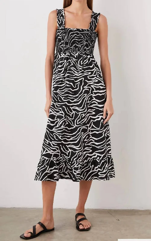 The Rumi Contour Lines Dress In Black/white Women's High-Fashion Garments