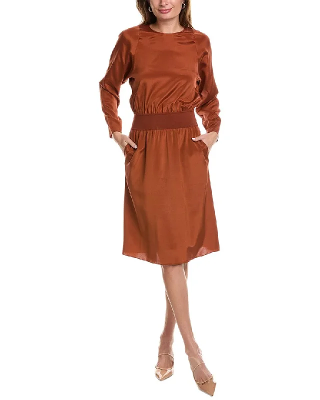 Lafayette 148 New York Blouson Silk-Blend Dress Best Clearance Sales Right Now