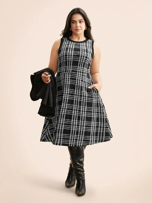 Plaid Round Neck Tank Dress Edgy Fashion