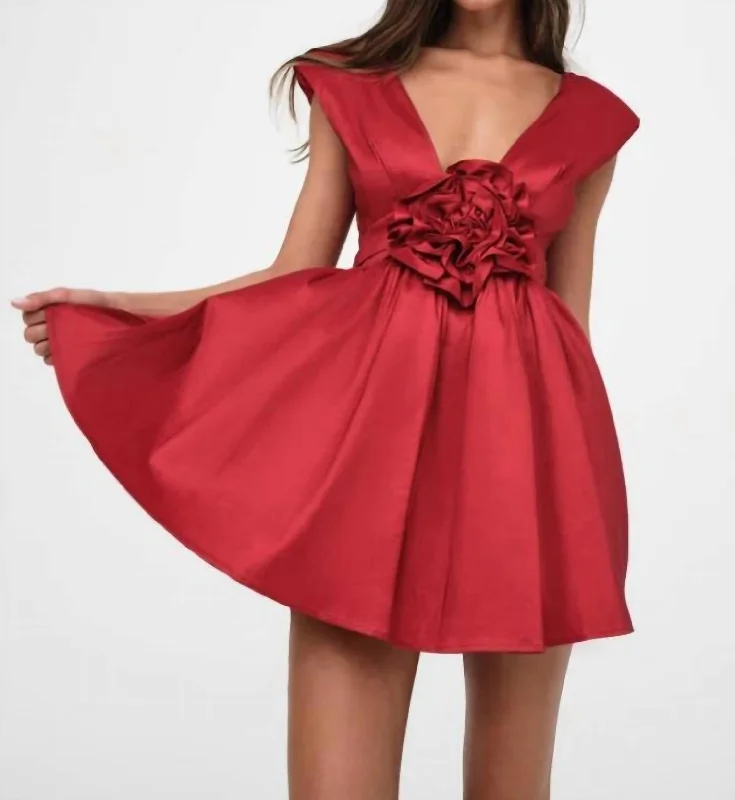 Rose Dress In Red Women's Cozy Clothes