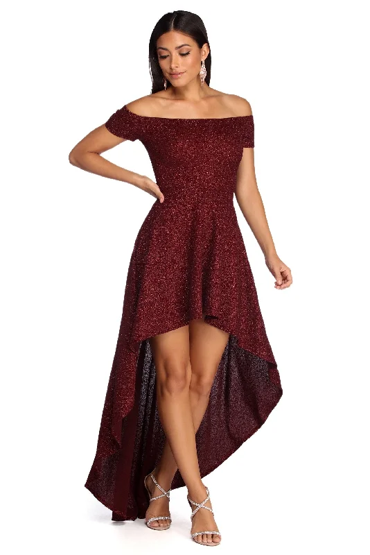 Penelope Glitter Formal High Low Dress Minimalist Style