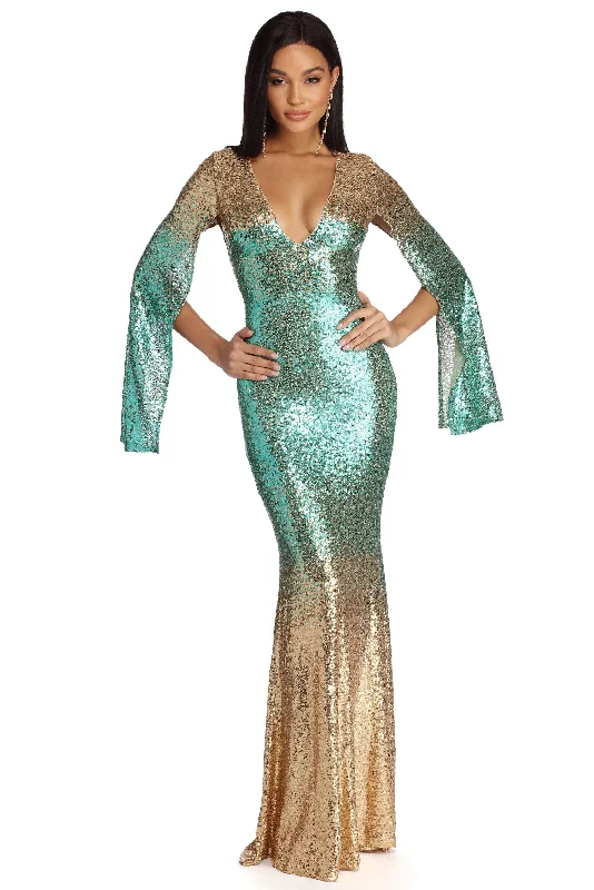 Maren Formal Ombre Sequin Dress Women's Versatile Apparel