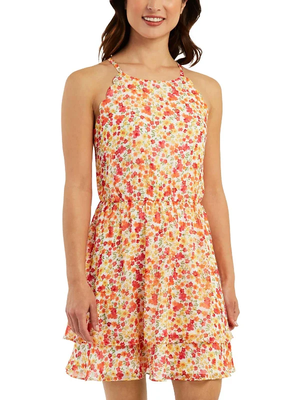 Juniors Womens Chiffon A-Line Fit & Flare Dress Sale On Sale