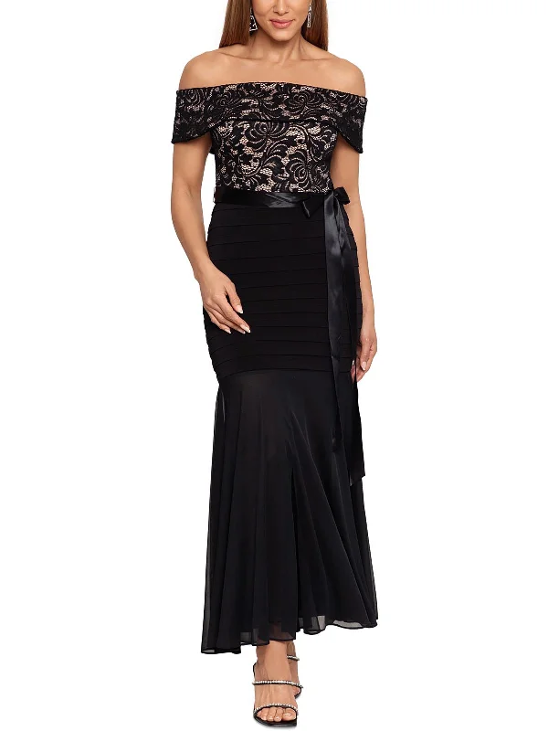 Petites Womens Solid Polyester Evening Dress Women's Layered Outfit