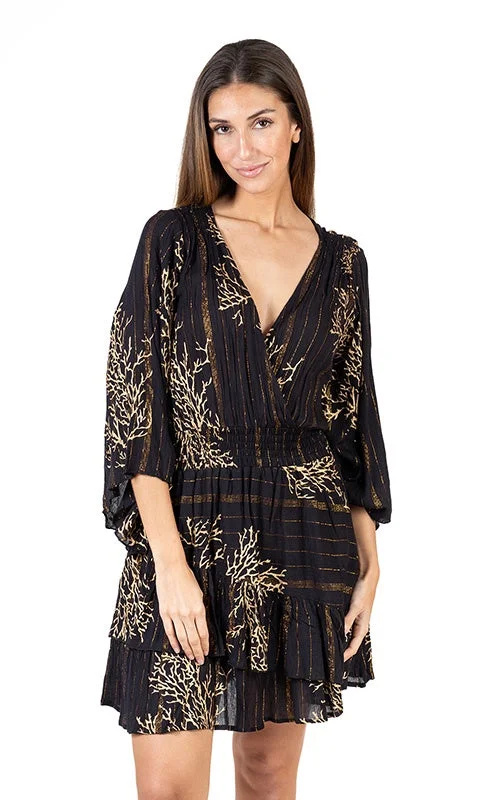 Sue Blk/Gold Short Dress Women's Casual Dresses