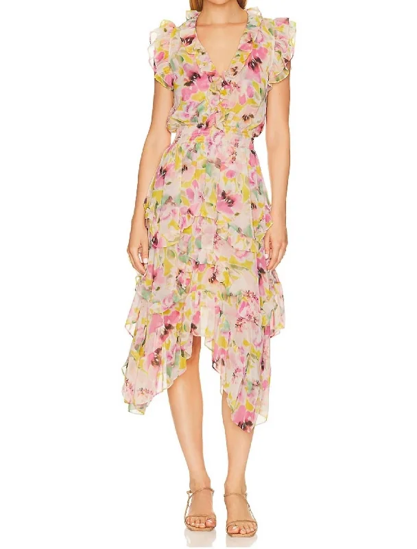 Dakota Dress In Hello Yellow Flora Flash Discount