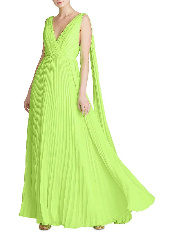 Womens Chiffon Shirred Evening Dress Women's Elegant Apparel