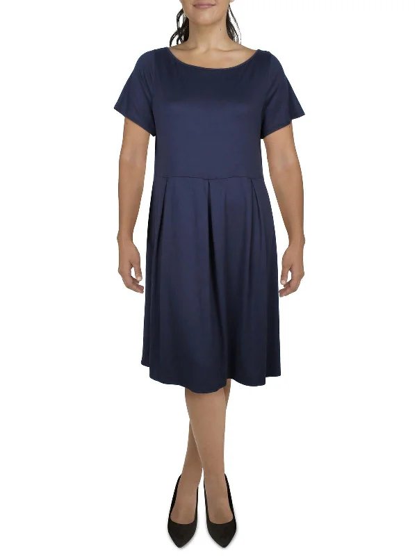 Womens Pleated Knee-Length Shirtdress Formal Outfit For Women