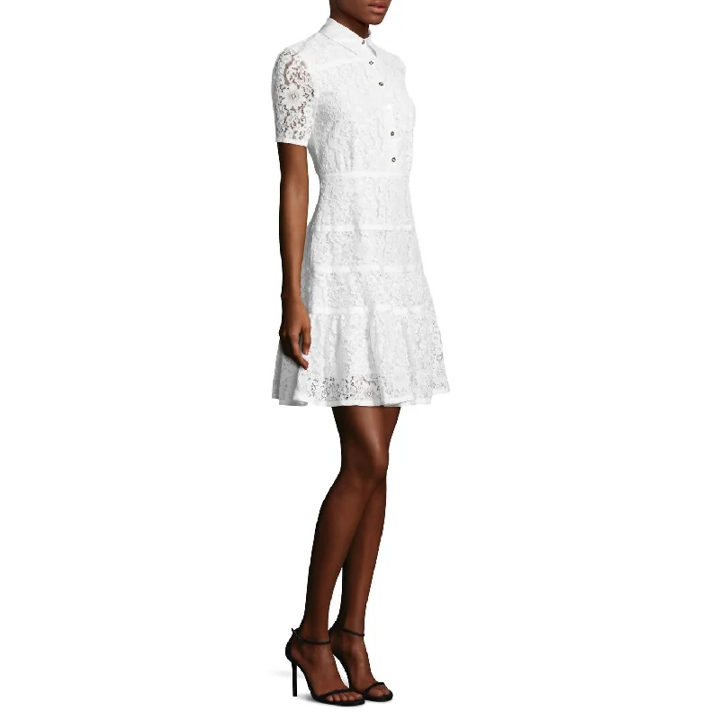 Meadow Lace Shirtdress In Magnolia White Women's Clothes For Work