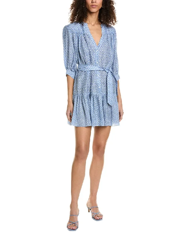 Sandro Drop-Waist Linen & Silk-Blend Shirtdress Online Shopping Boutiques