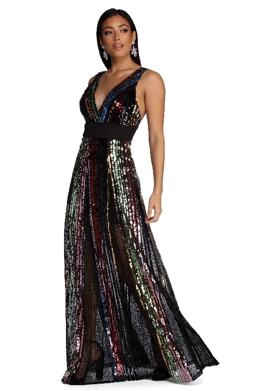 Michaela Formal Rainbow Sequin Dress Women's Comfortable Clothes For Weekends