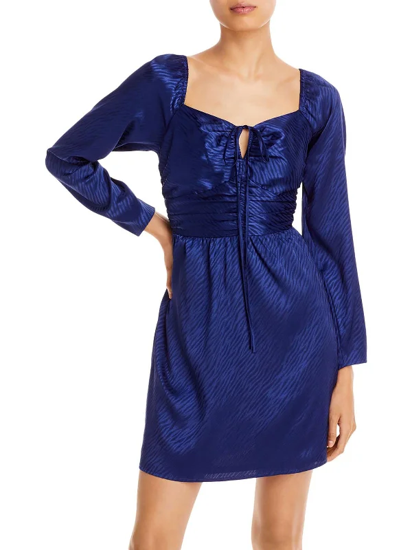 Womens Polyester Tie-Front Cocktail and Party Dress Women's Tops And Clothing