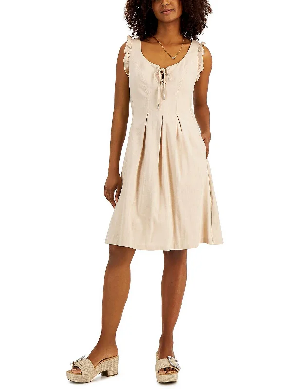 Womens Box Pleat Above Knee Fit & Flare Dress Online Impressions Boutique