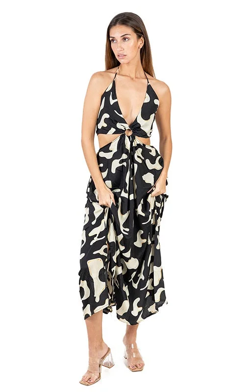 Sierra Blk/Cream Long Dress Casual Women's Clothing Online