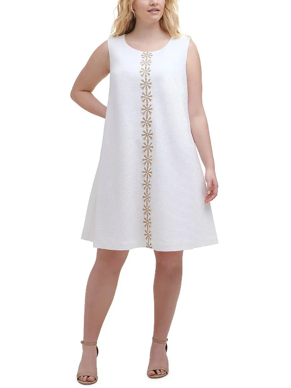 Plus Womens Applique Mini Cocktail and Party Dress Women's Comfortable Lounge Attire