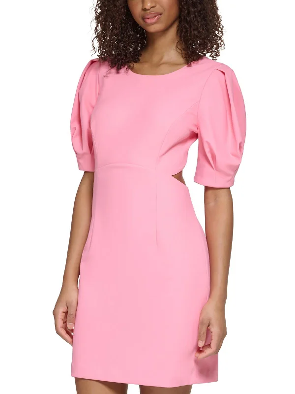 Womens Puff Sleeves Mini Sheath Dress Women's Holiday Attire