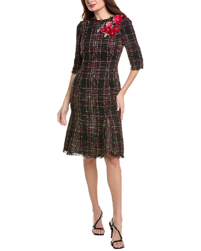 Teri Jon by Rickie Freeman Tweed Godet Dress Vintage-Inspired Women's Clothes