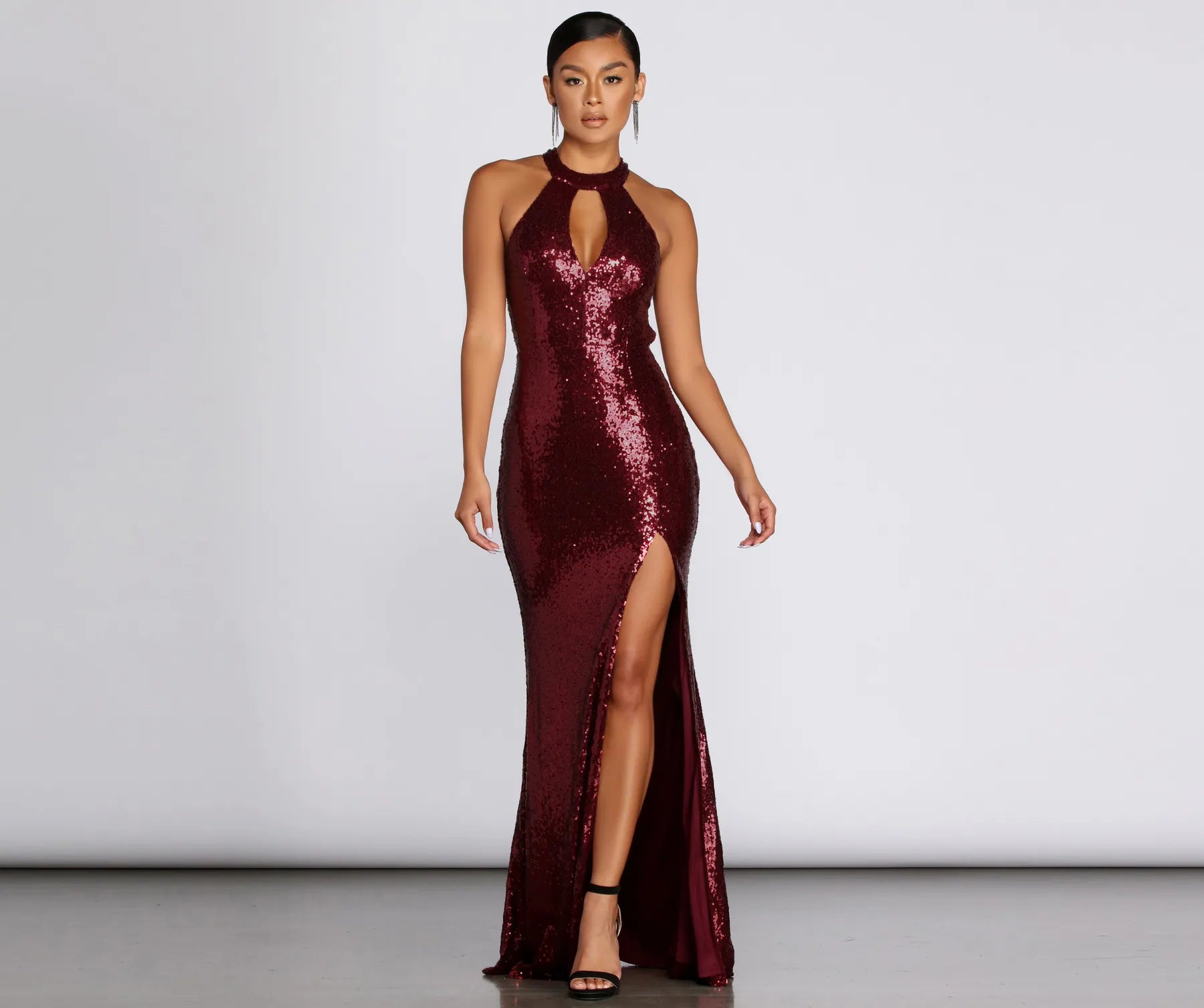 Jena Formal Sequin High Slit Dress Women's Luxury Garments