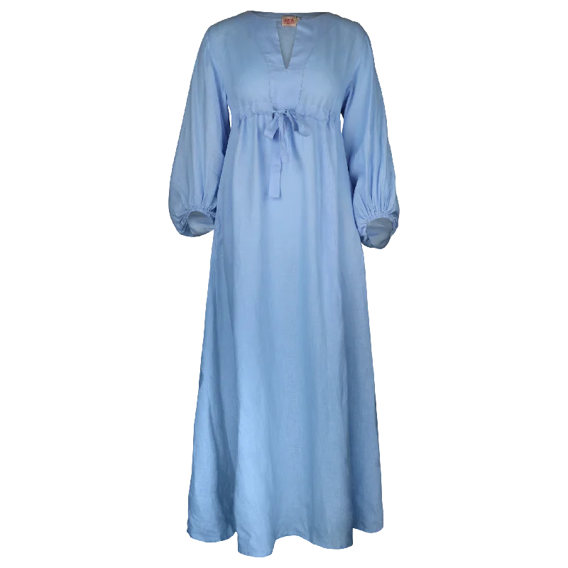 Betsy Fancy Slve Sky Blue Maxi  Dress Women's Elegant Outfit