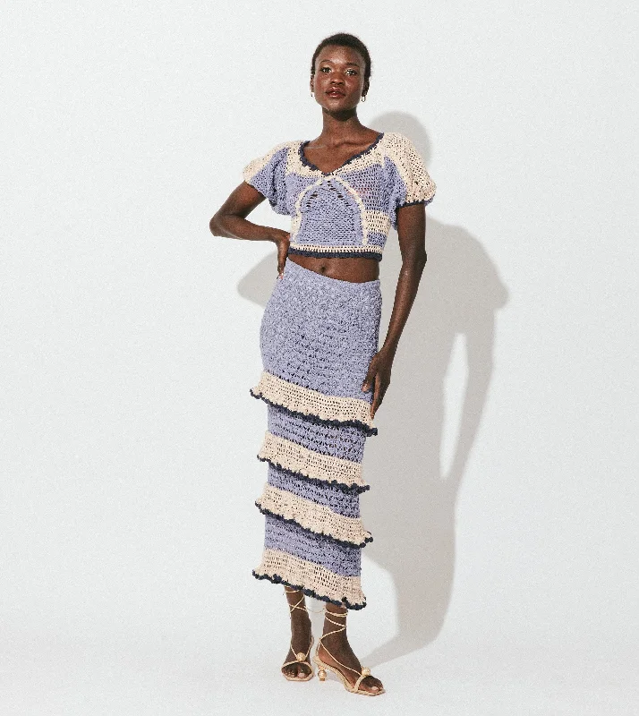 Serena Crochet Ankle Skirt | Blue Multi Women's Classic Attire