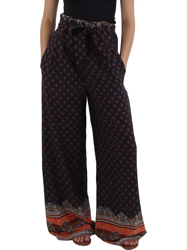 Womens Printed Paperbag High-Waisted Pants Women's Comfy Loungewear Outfit