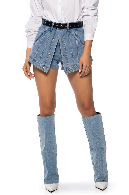 MARA BUTTON FRONT DENIM MINI SKORT Clothes For Sale