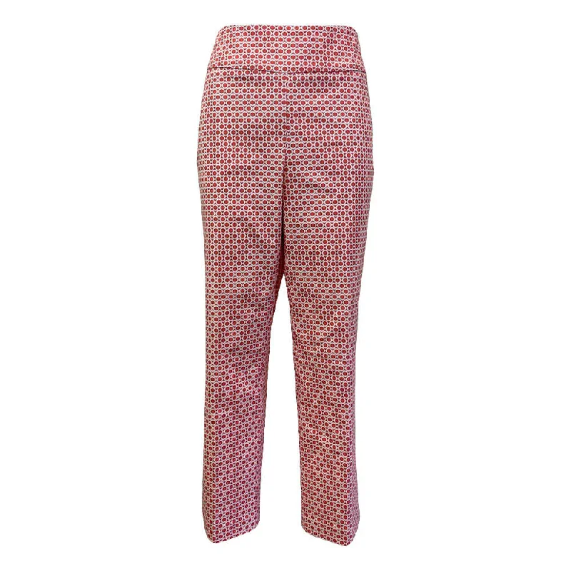 UP! Bolt Crop Pants - White/Coral Print Women's Formal Event Clothing