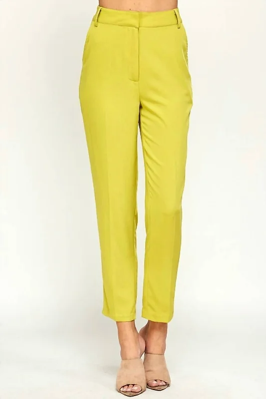 Lime High Waisted Pants In Lime Green Women's Comfortable Lounge Attire