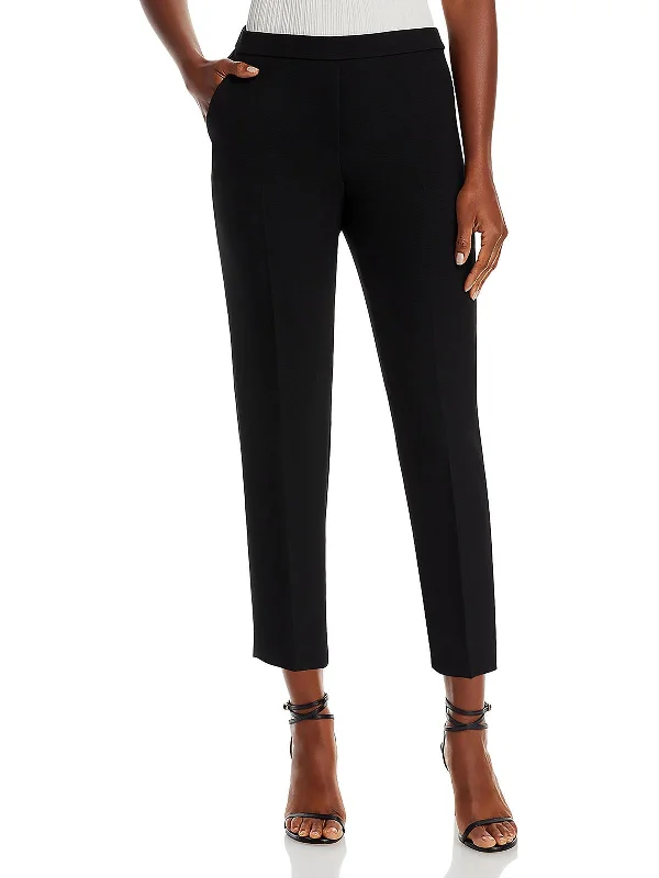 Womens Textured Stretch Cropped Pants Women's Comfy Attire For Lounging